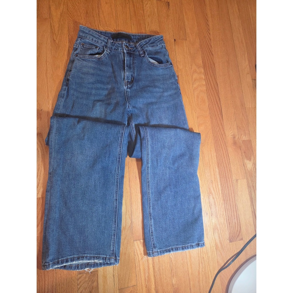 X Denim Alexander Wang High Rise Wide Leg Jeans Blue Size 27 Medium Wash